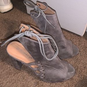 Gray lace up heels